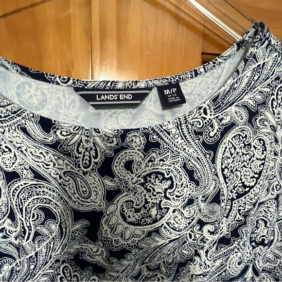 Land’s End Blue/White Paisley Design Maxi Dress Size Medium Petite 10-12 - Picture 2 of 6